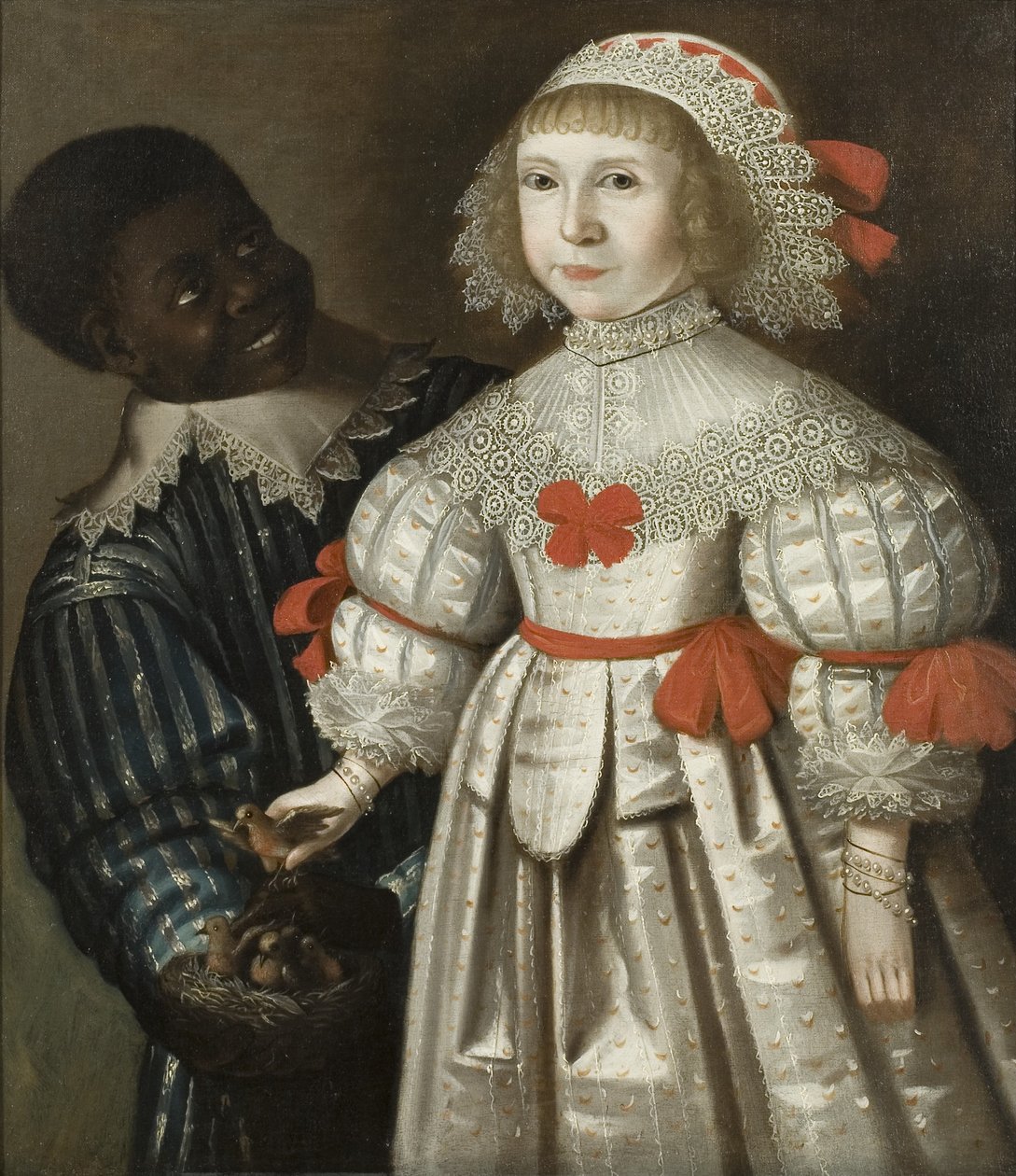 Tochter von Florence Poulett und Thomas Smyth von Ashton Court, mit ihrem schwarzen Diener, um 1640 von Gilbert (circle of) Jackson