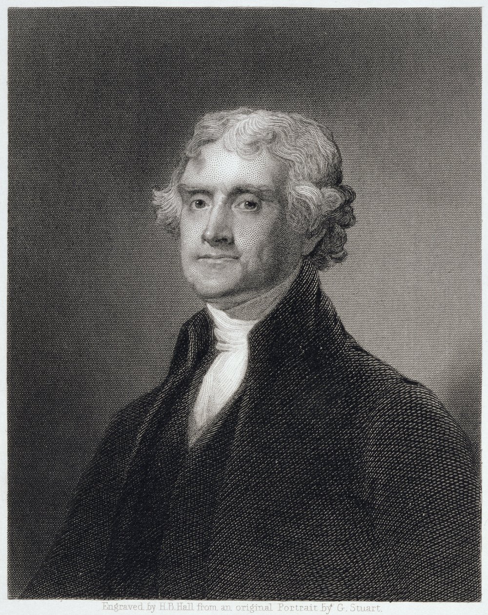 Porträt von Thomas Jefferson, graviert von Henry Bryan Hall (1808-84) von Gilbert Stuart