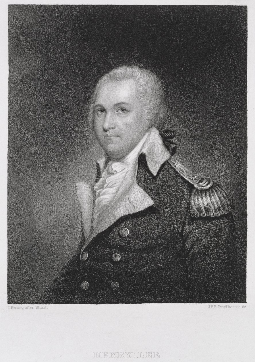 General Henry Lee (1756-1818), graviert von John Francis Eugene PrudHomme (1800-92) nach einer Kopie des Originalgemäldes von James Herring (1794-1867) von Gilbert after Stuart
