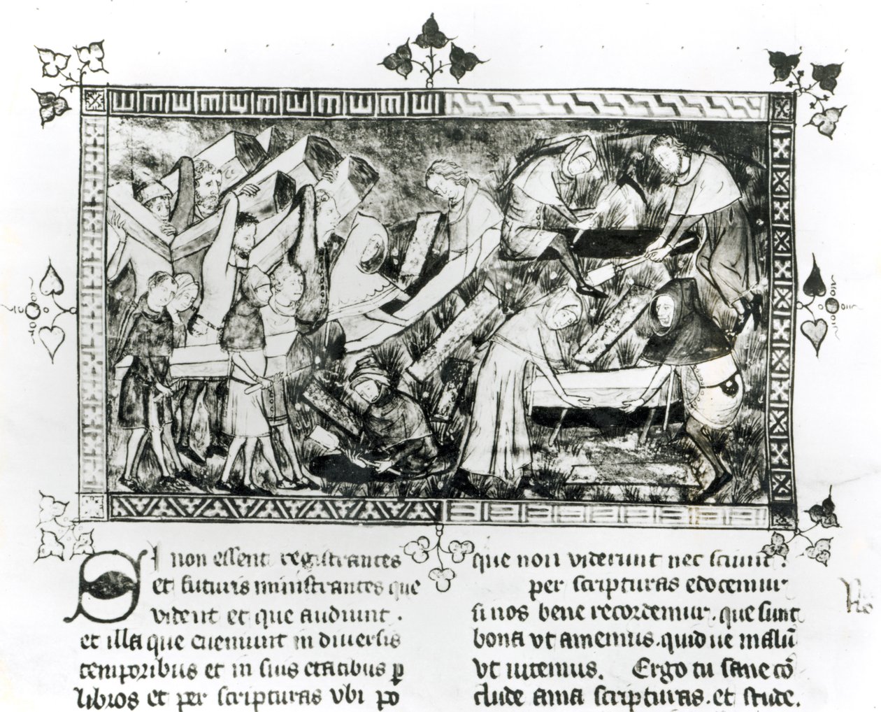 13076-77 f.24v Schwarzer Tod in Tournai, von Gilles de Muisit, nach 1349 von Gilles Le Muisit