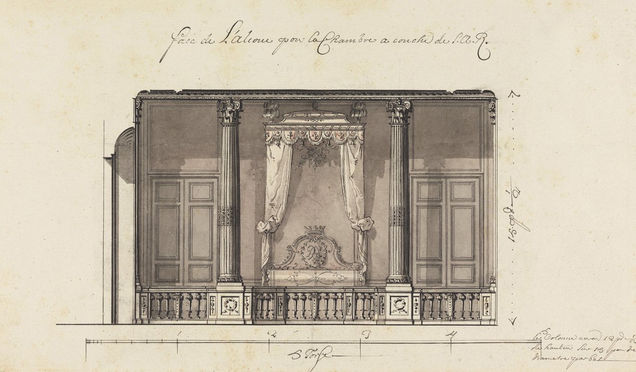 Bettalkoven für den Herzog von Orléans, Palais Royal, Paris von Gilles Marie Oppenord