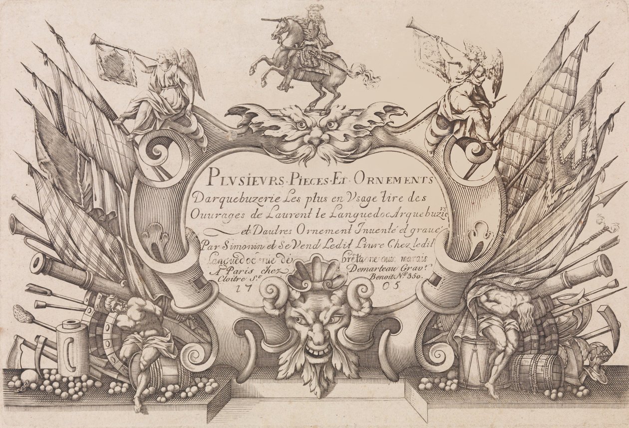 Plusievrs Pieces et Ornements Darquebuzerie 4. erweiterte Ausgabe, ca. 1776 von Gilles Antoine Demarteau