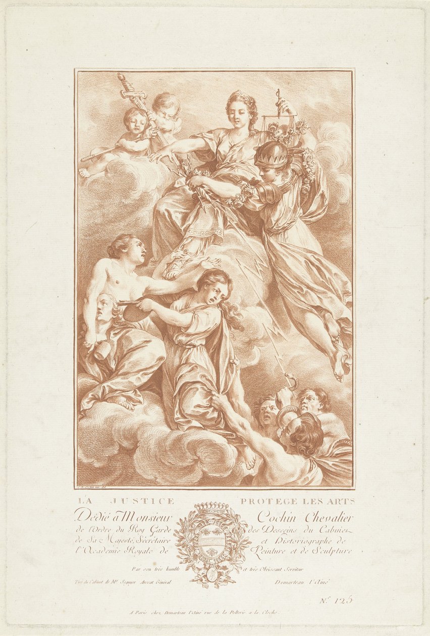 Allegorie mit Justitia als Beschützerin der Künste von Gilles Demarteau