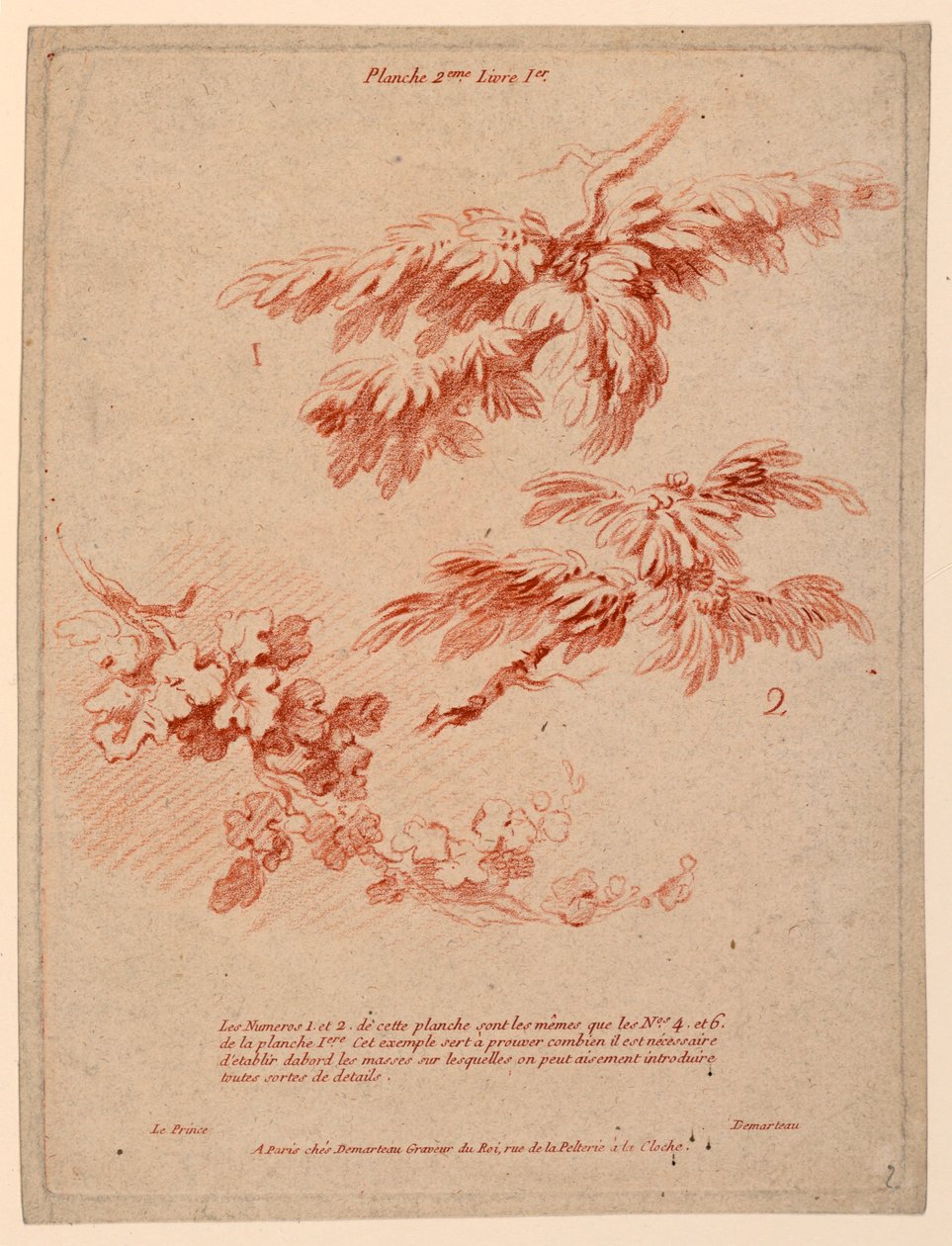 Tafel 2 aus Livre Ier, Principes du dessin dans le genre du Paysage von Gilles Demarteau
