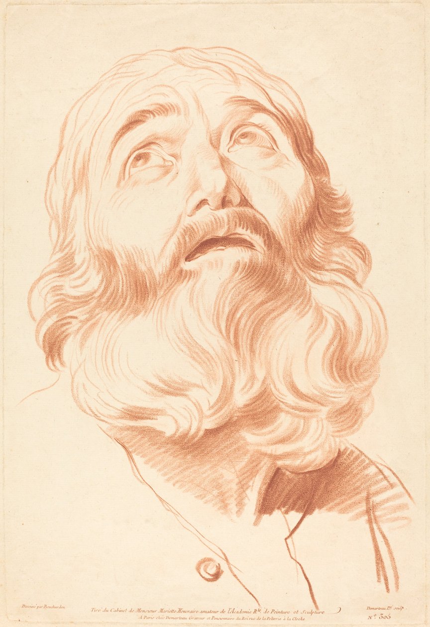 Kopf eines Mannes von Gilles Demarteau, the Elder after Edme Bouchardon