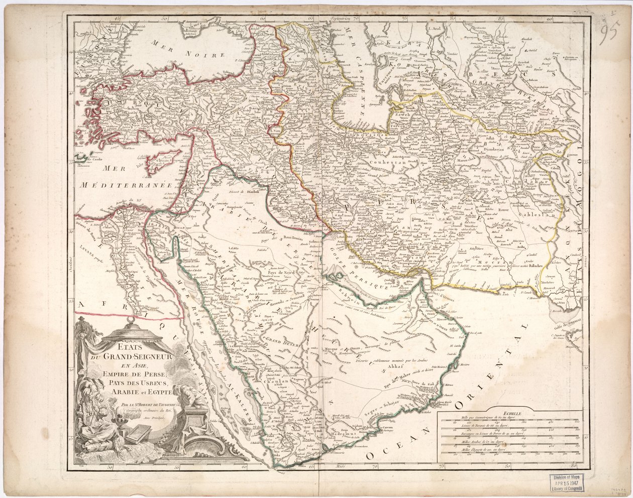 Staaten des Großherrn in Asien - Persisches Reich, Land der Usbeken, Arabien und Ägypten von Gilles Robert De Vaugondy