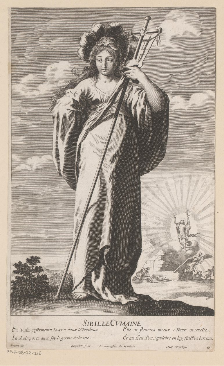 Sibylle von Cumae, mit der Auferstehung Christi im Hintergrund von Gilles Rousselet
