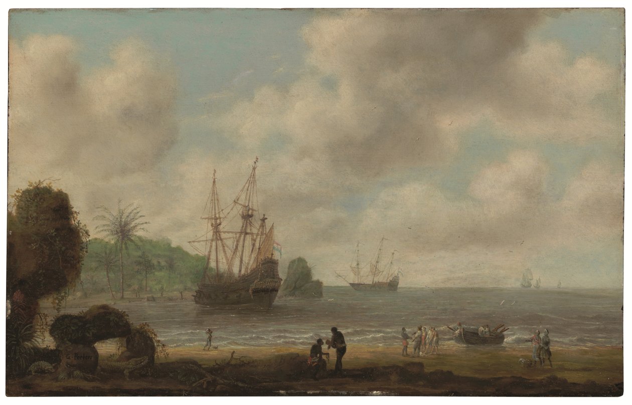 Das niederländische Kriegsschiff Amsterdam vor der brasilianischen Küste von Gillis Peeters