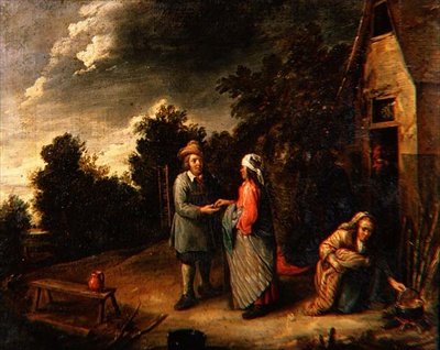 Bauern bei einer Hütte von Gillis van Tilborgh