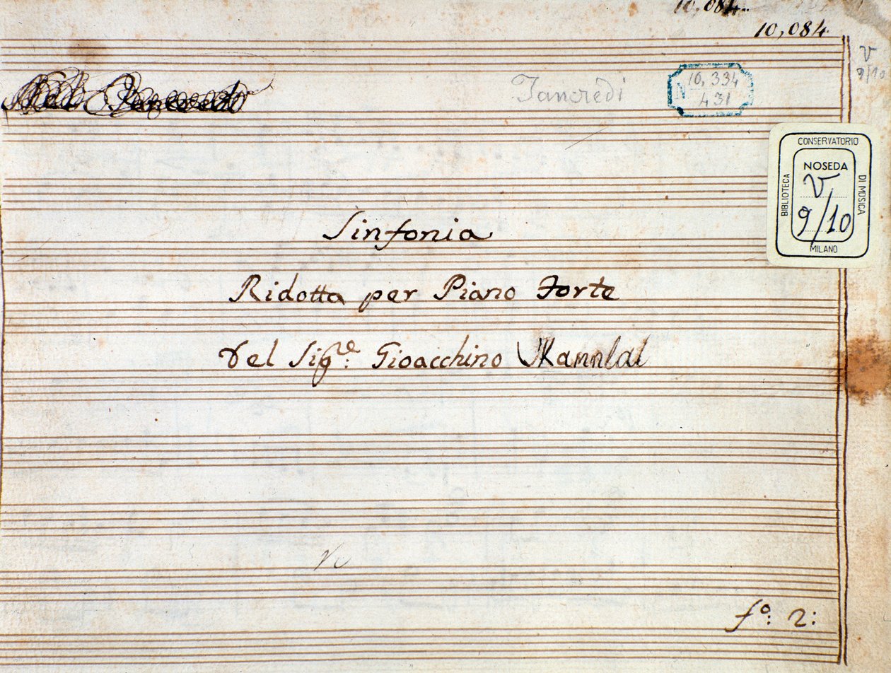 Notenblatt der reduzierten Symphonie für Klavier von Tancredi, Oper von Gioacchino Rossini von Gioachino Rossini