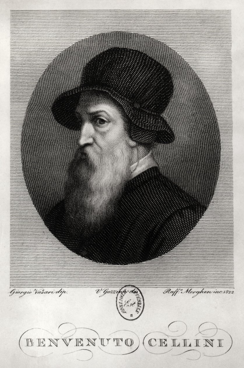 Porträt von Benvenuto Cellini (1500-71) graviert von Rafaello Morghen (1758-1833) 1822 von Giorgio Vasari