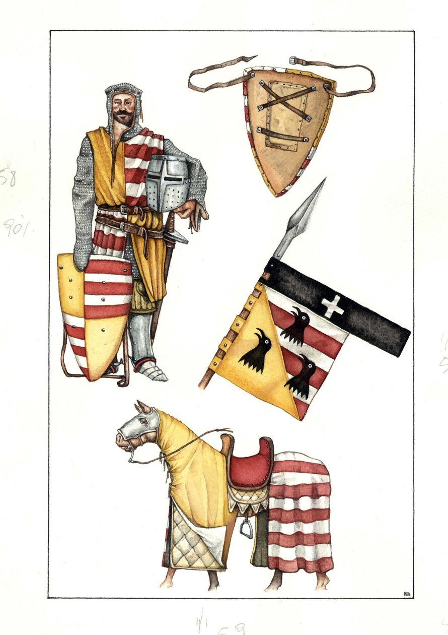 Mittelalter: Soldat der Kavallerie. 13. Jahrhundert von Giorgio Albertini