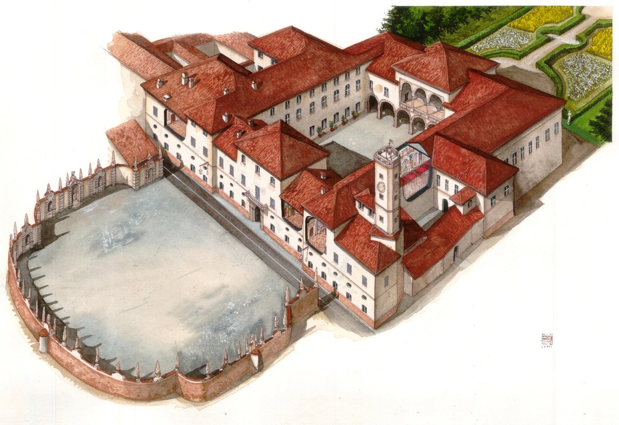 Ansicht des Palastes Arese Borromeo, erbaut im 17. Jahrhundert, in Cesano Maderno, Italien von Giorgio Albertini