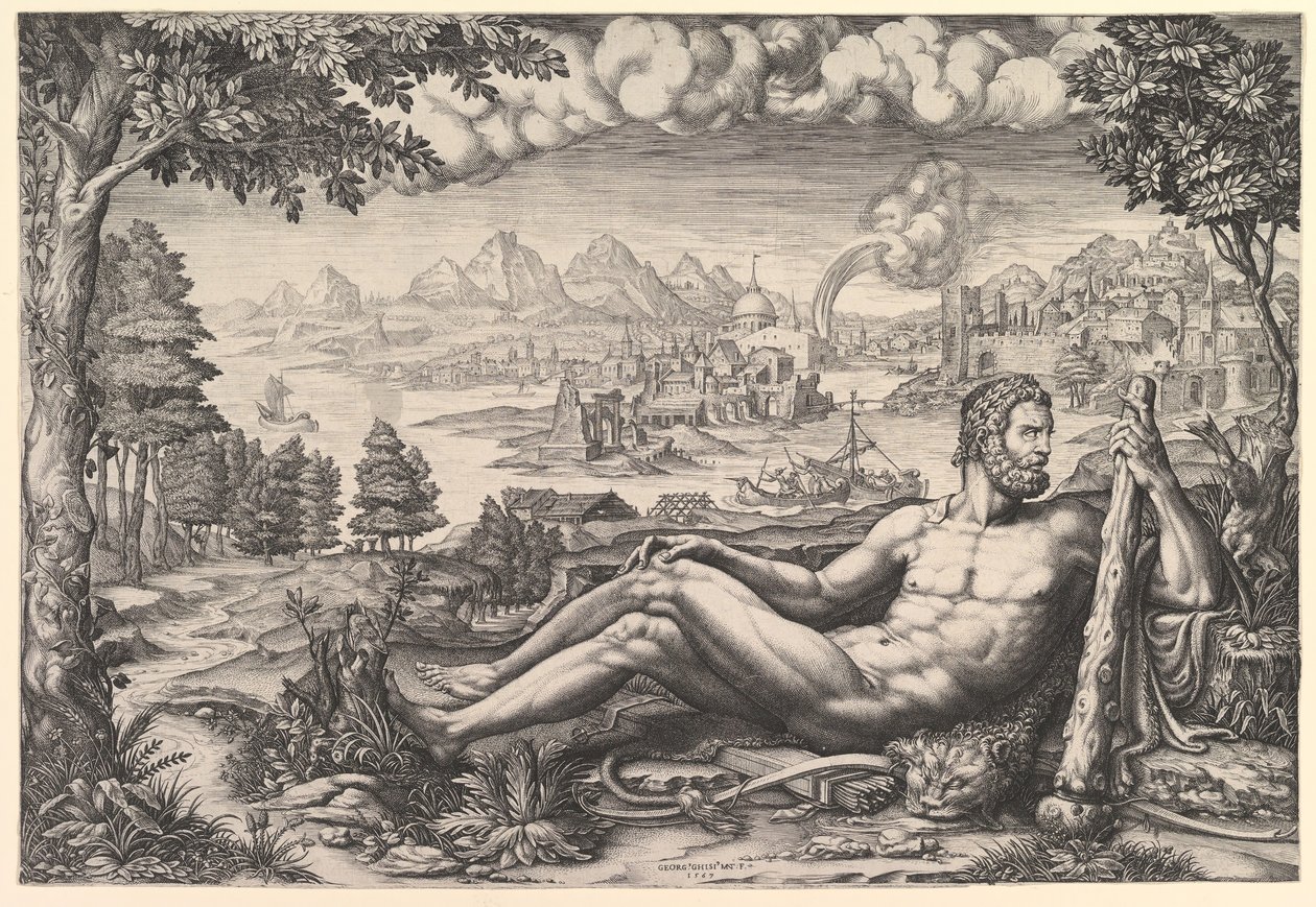 Herkules ruht sich von seinen Arbeiten aus, 1567 von Giorgio Ghisi