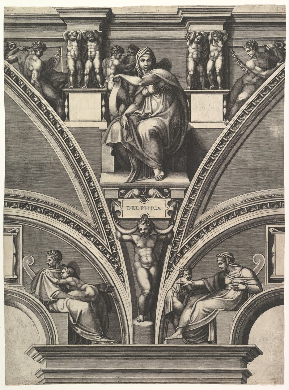 Die delphische Sibylle, aus der Serie der Propheten und Sibyllen in der Sixtinischen Kapelle, 1570-75 von Giorgio Ghisi