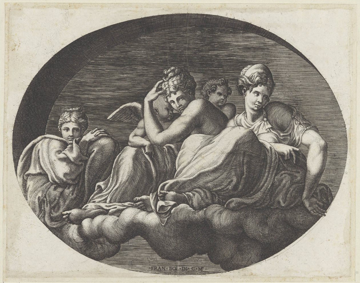 Venus, zwei Göttinnen und zwei Putti von Giorgio Ghisi