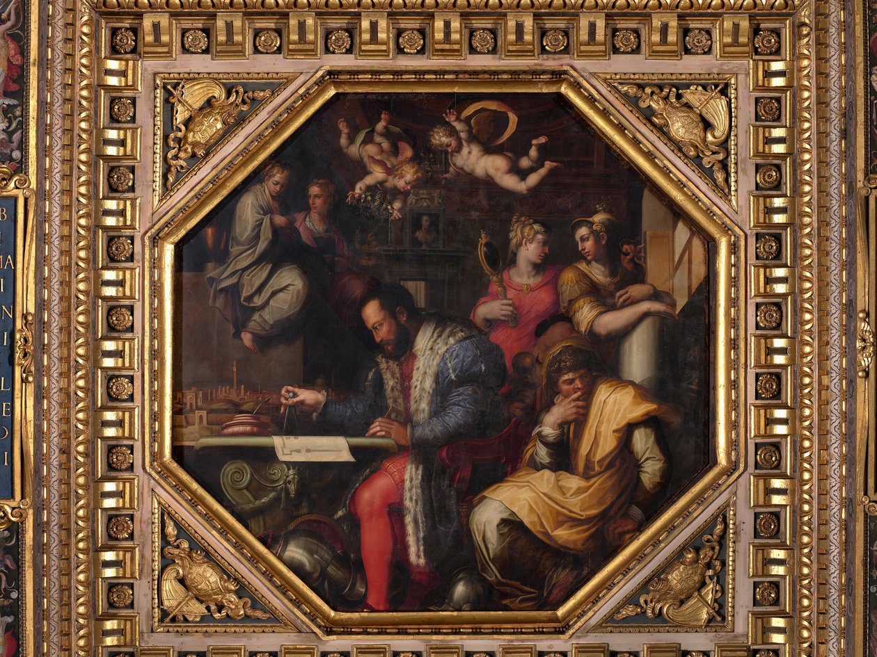 Cosimo studiert die Einnahme von Siena von Giorgio Vasari
