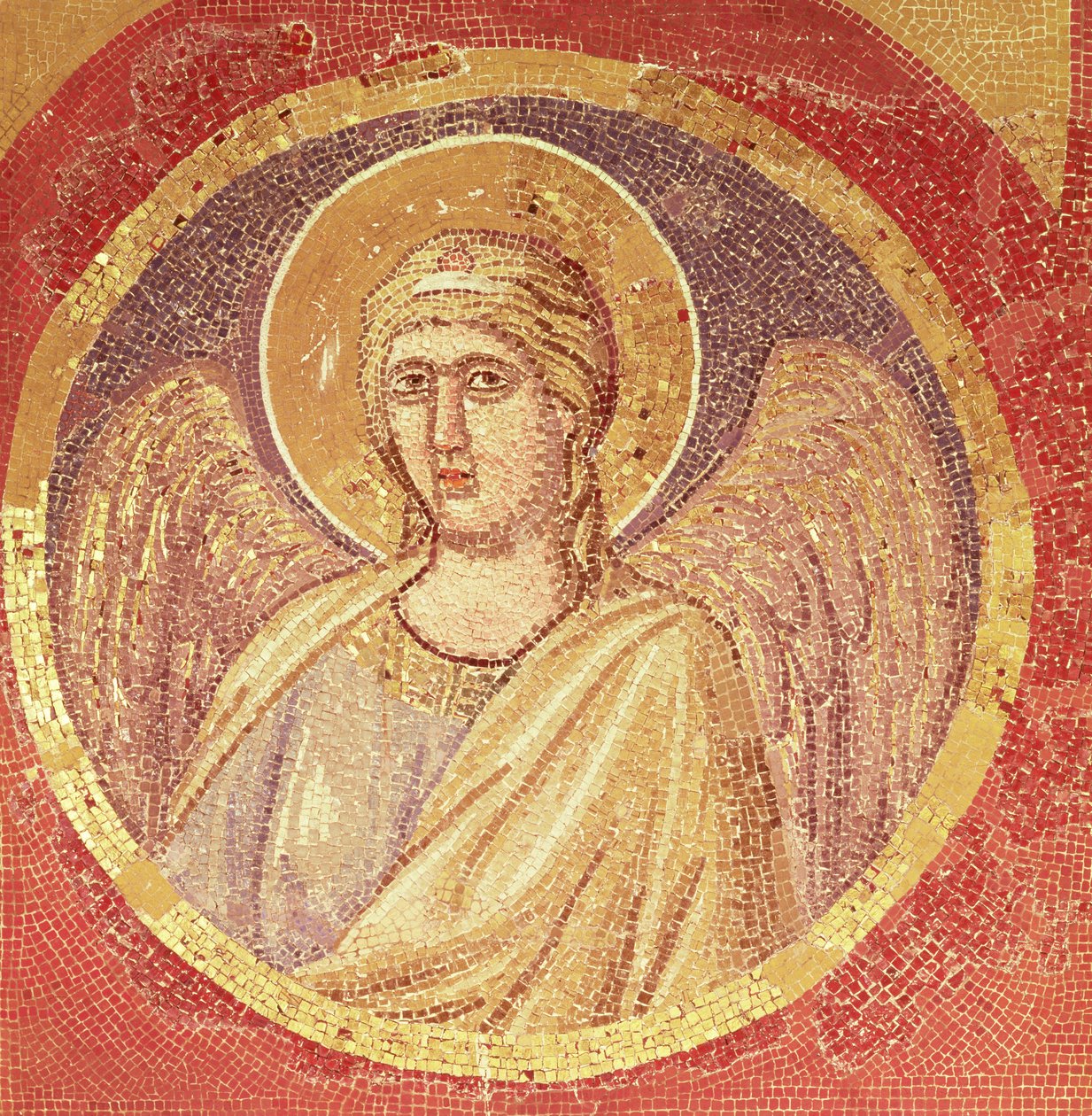 Detail eines Engels aus der Navicella, dem Schiff der Kirche, um 1300 von Giotto di Bondone