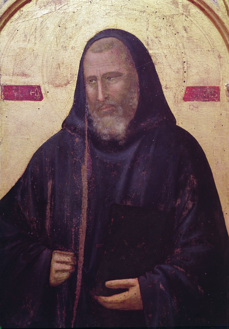 St. Benedikt, ganz rechte Tafel des Badia-Altars, ca. 1301 (Tempera auf Holz) (Detail) von Giotto di Bondone