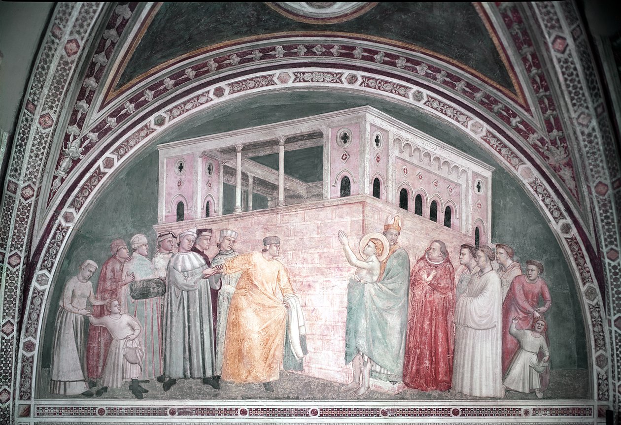 Der heilige Franziskus verzichtet auf seine weltlichen Güter, aus der Bardi-Kapelle, ca. 1320 von Giotto di Bondone