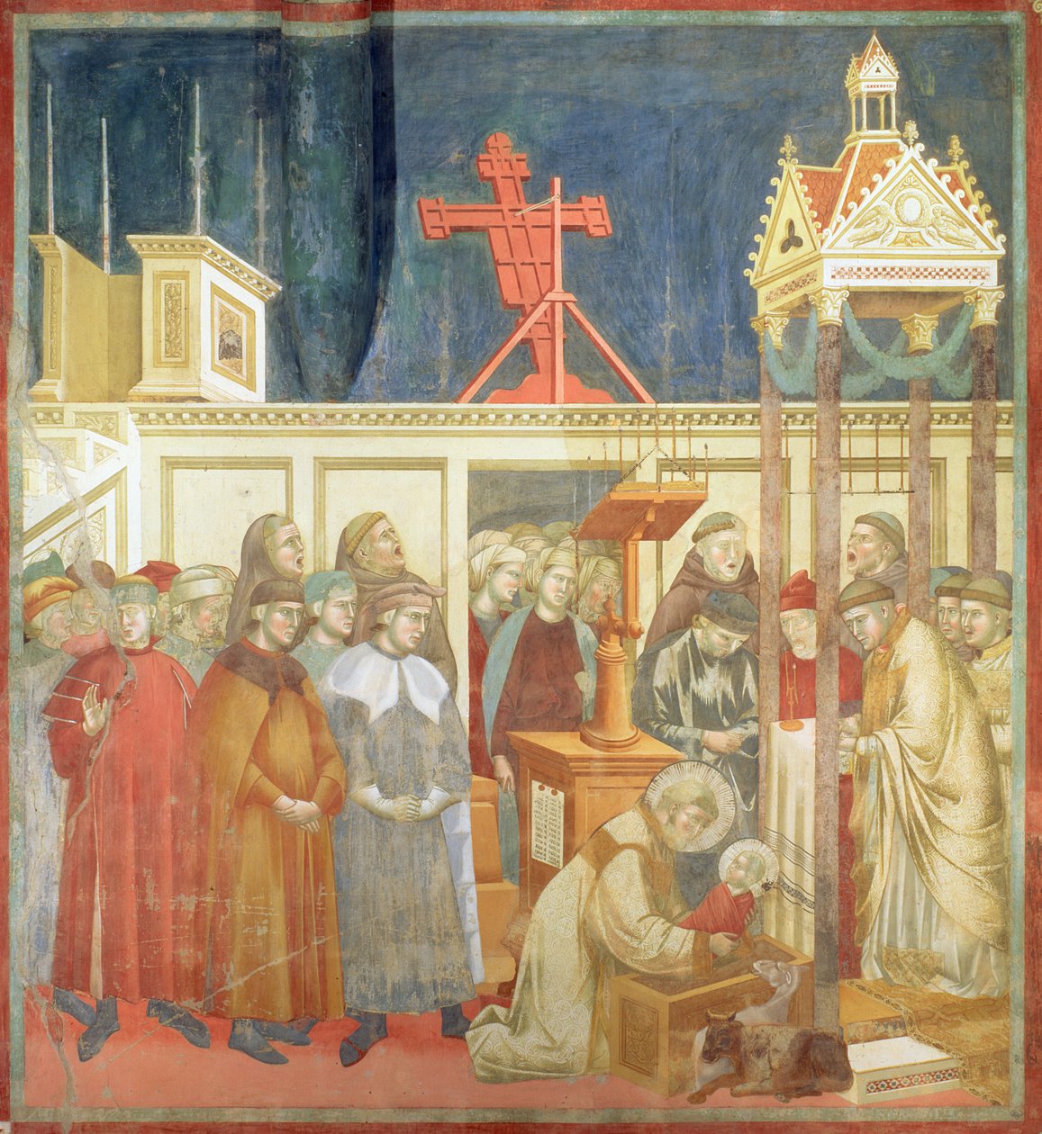 Der heilige Franz von Assisi bereitet die Weihnachtskrippe in Greccio vor, 1296-97 von Giotto di Bondone