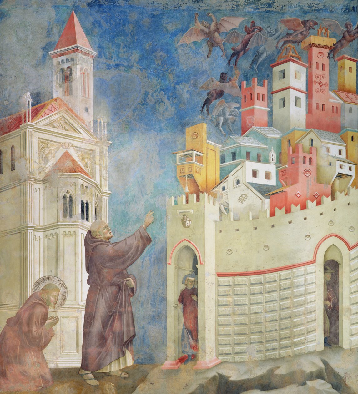 Die Austreibung der Teufel aus Arezzo, 1297-99 von Giotto di Bondone