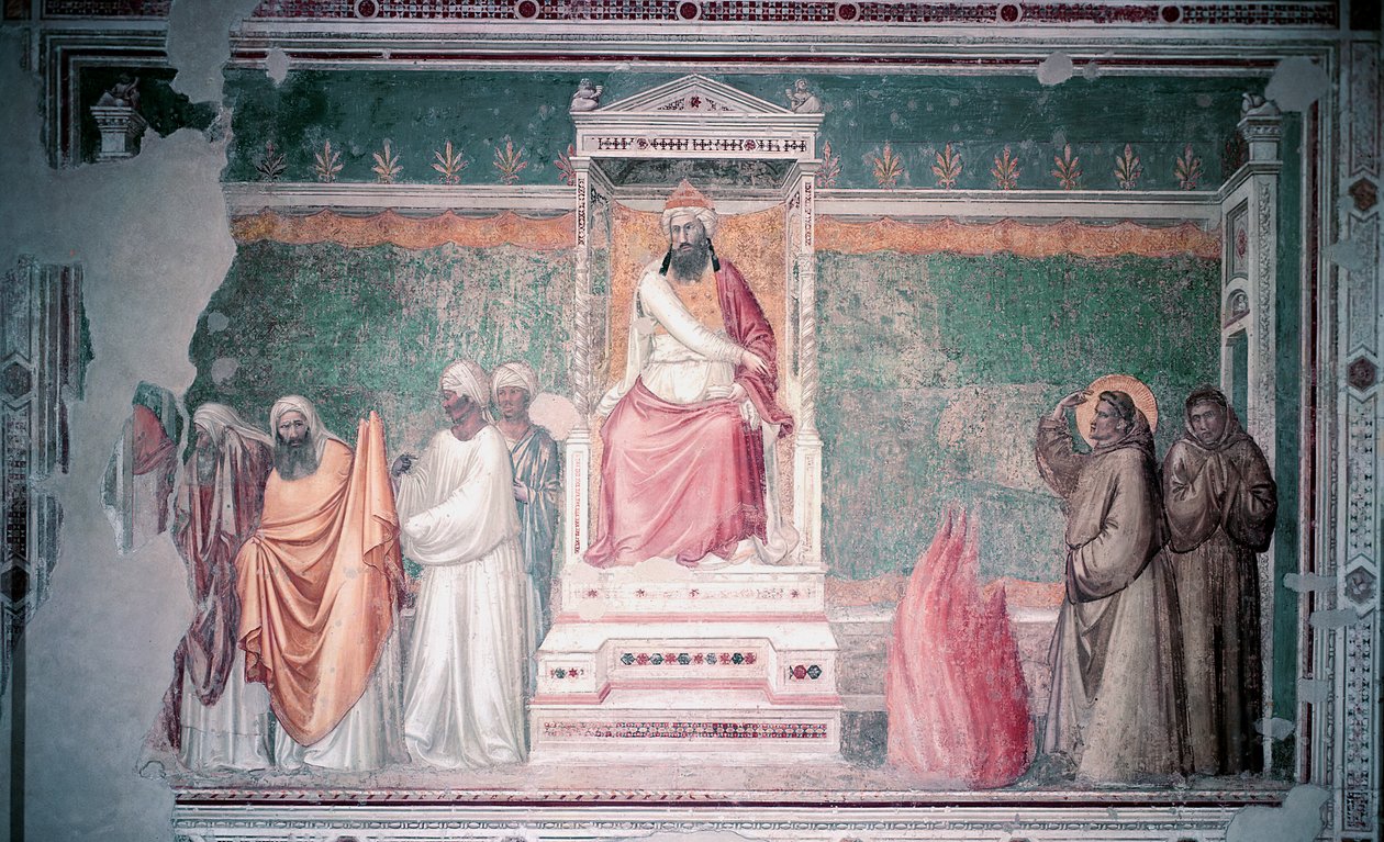 Feuerprobe des Hl. Franz von Assisi vor dem Sultan von Ägypten, aus der Bardi-Kapelle, um 1320 von Giotto di Bondone
