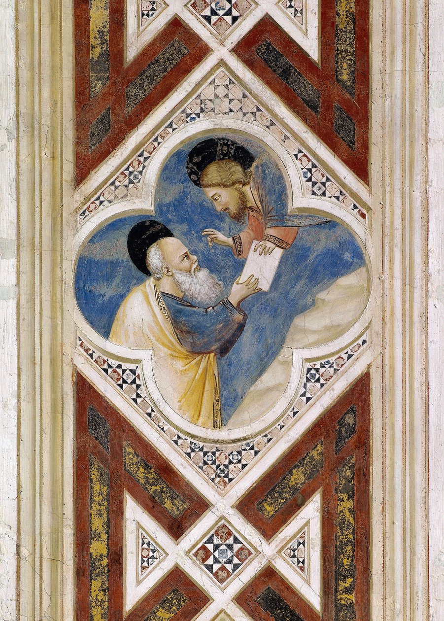 Gott befiehlt Ezechiel, die Schriftrolle zu essen und dann deren Inhalt dem Volk Israel zu berichten, Detail aus Fresken von Giotto von Giotto (c.1266 1337)