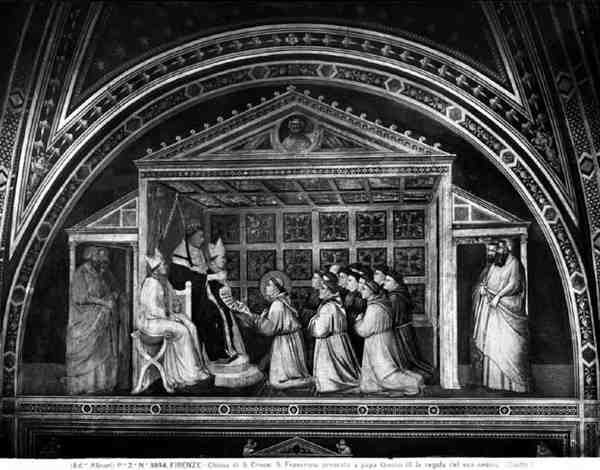 Papst Innozenz III. (1160-1216) genehmigt die Regel (Fresko) von Giotto (c.1266 1337)