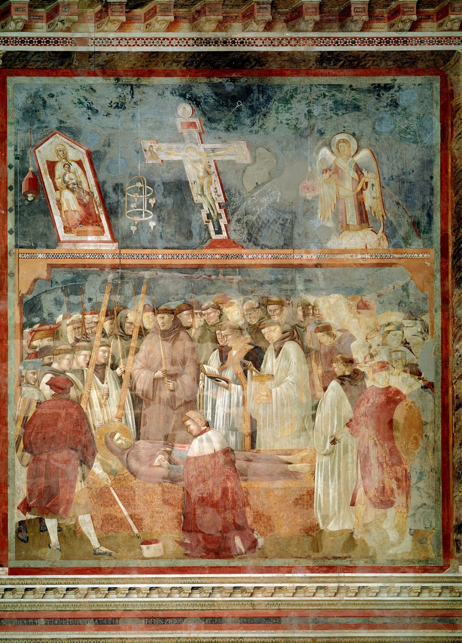 Leben des Heiligen Franziskus von Assisi: Die Überprüfung der Stigmata (St. Jerome untersucht die Stigmata) - Fresko von Giotto (c.1266 1337)