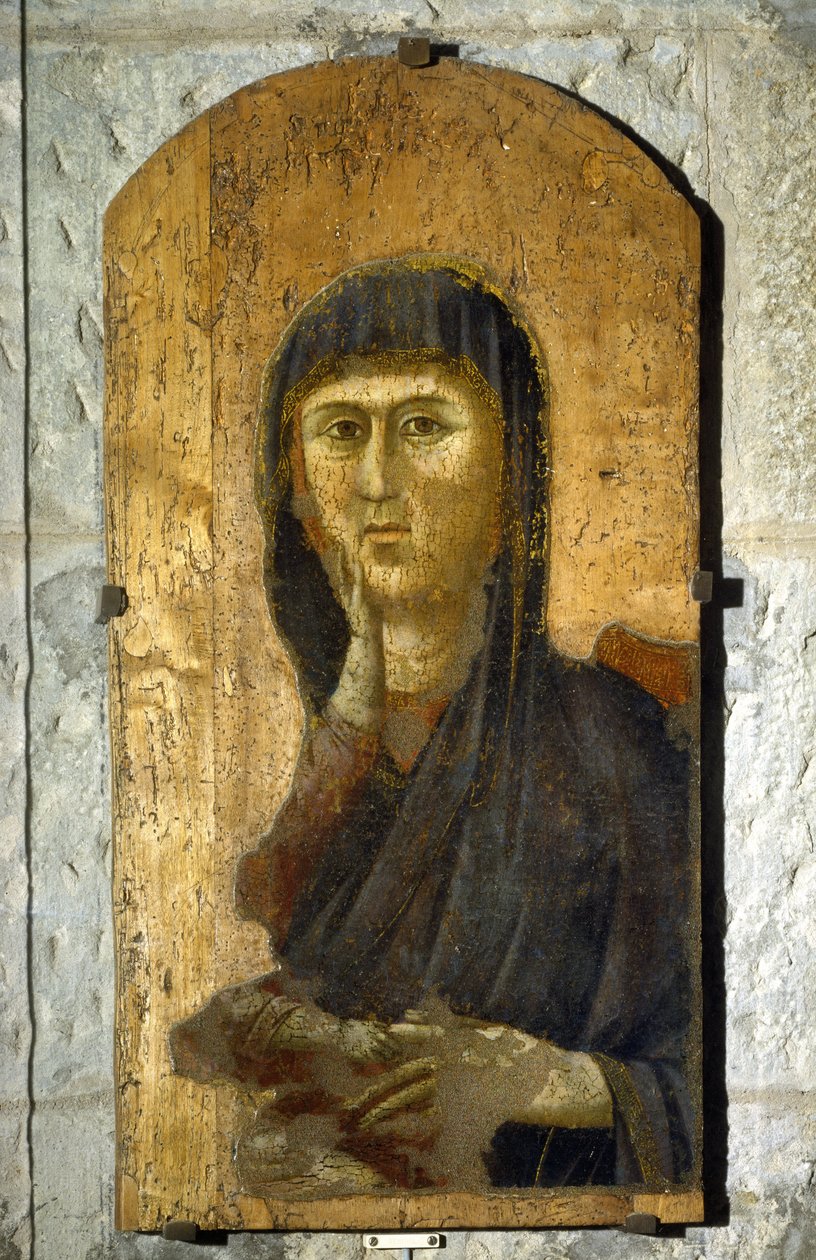 Madonna. Porträt der Jungfrau auf goldenem Hintergrund. Gemälde von Giotto di Bondone (1267? -1337), um 1290. Tempera auf Holz. Größe: 81,5 x 41 cm. Borgo San Lorenzo, Pieve. von Giotto (c.1266 1337)