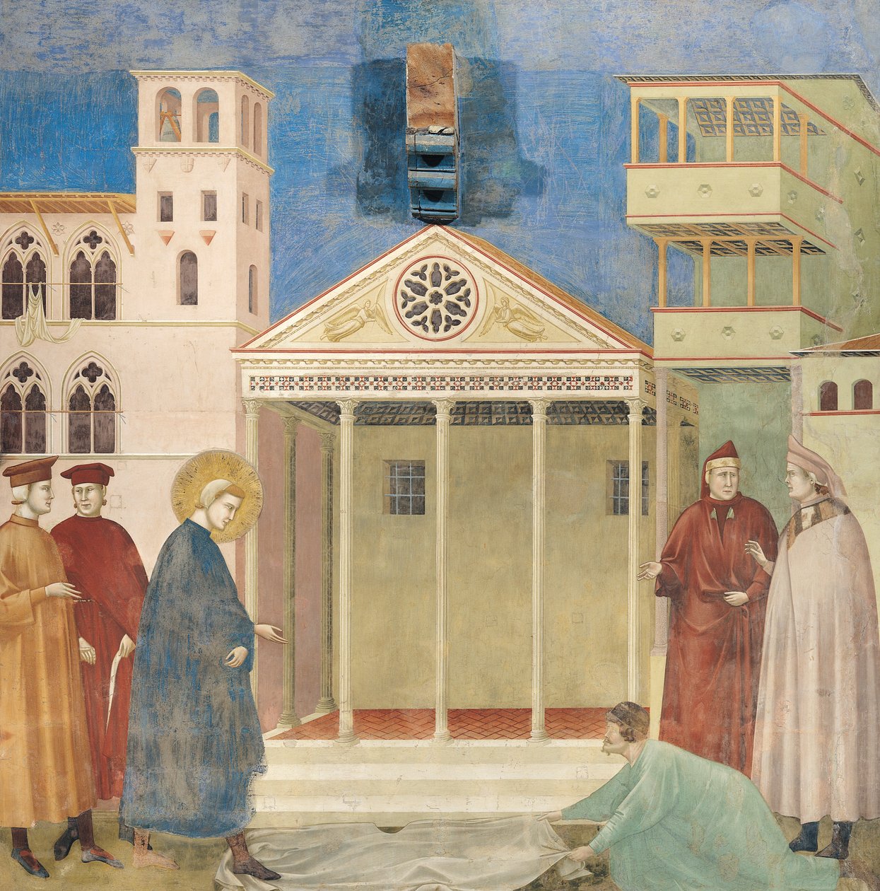 St. Franziskus wird von einem einfachen Mann geehrt, 1297-99 von Giotto di Bondone