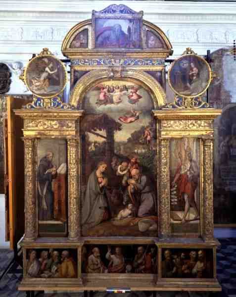 Polyptychon mit der Geburt Christi und anderen religiösen Szenen von Giovan Filippo (School of) Crescuolo