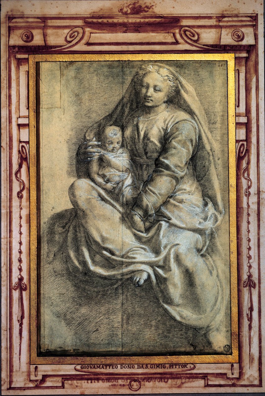 Jungfrau und Kind Lavis von Giovanni Antonio Dosi (1533-1610) 16. Jahrhundert von Giovanantonio Dosio