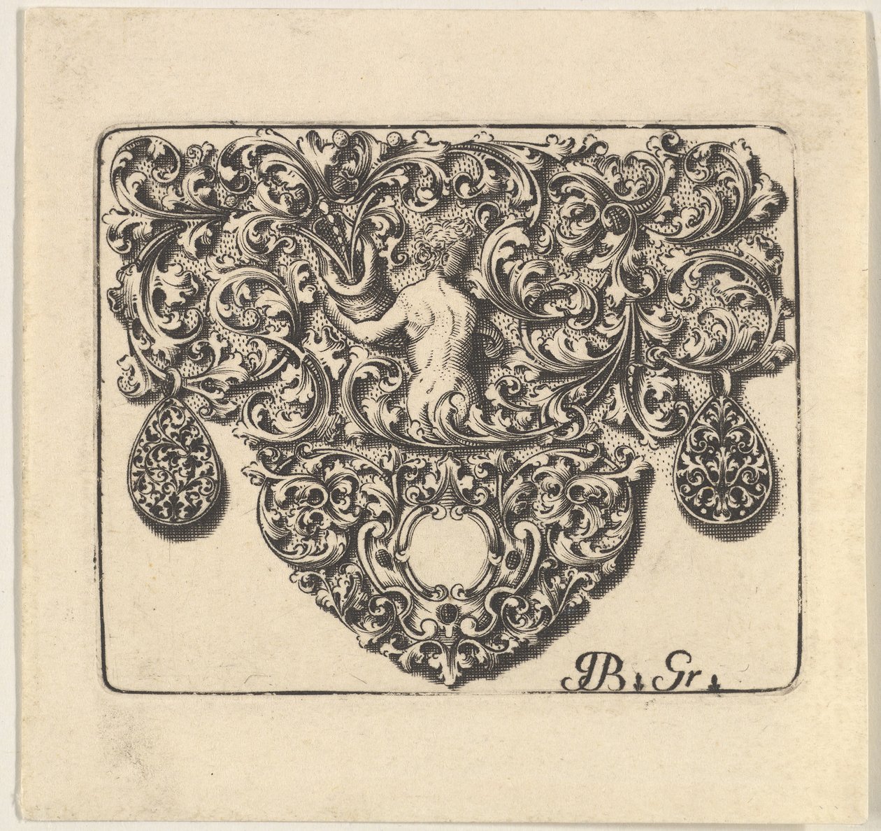 Goldschmuck mit einem jungen Mann, der ein Füllhorn hält, 1709 von Giovani Battista Grondoni