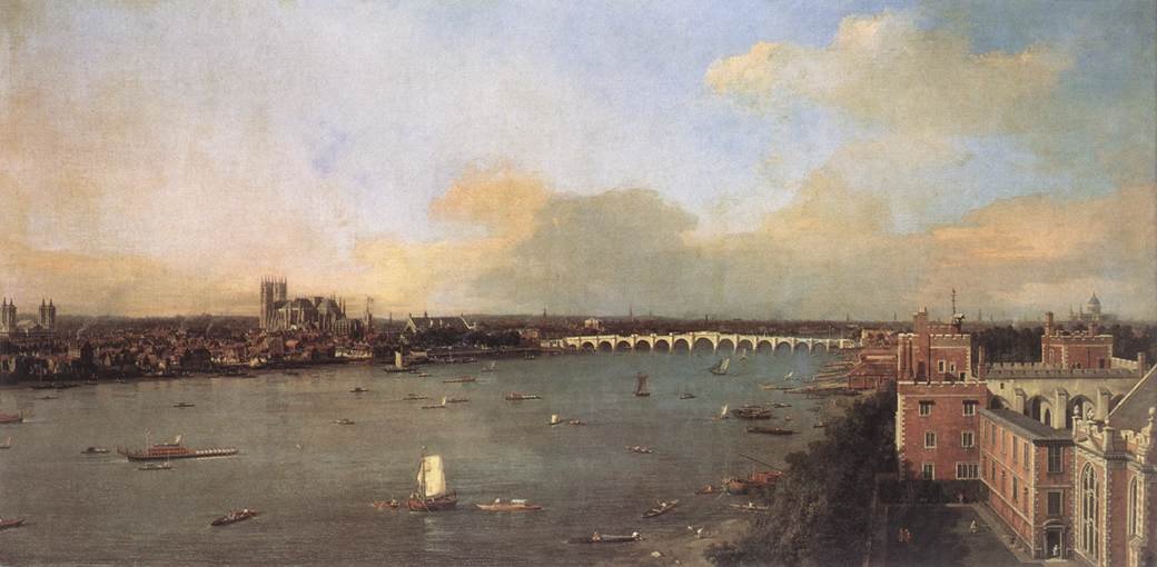 Die Themse in Richtung Westminster von Lambeth aus gesehen von Giovanni Antonio Canal