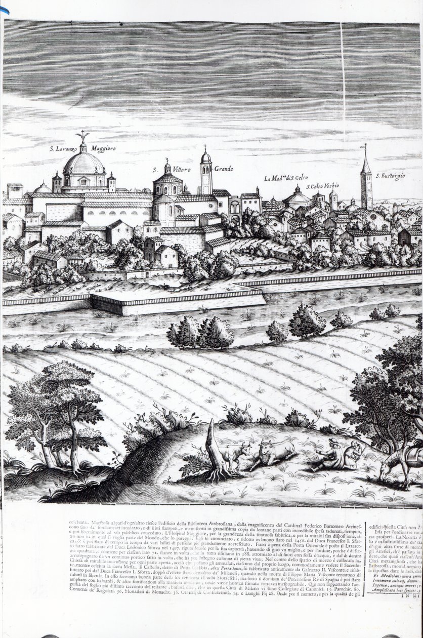 Ein Abschnitt einer Karte von Mailand, 1640 von Giovanni Battista Bonacina