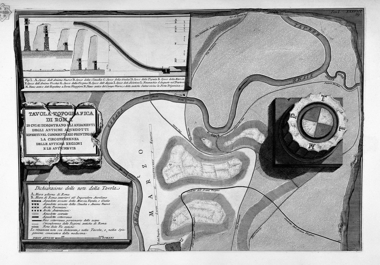 Karten der antiken römischen Aquädukte in Rom von Giovanni Battista Piranesi