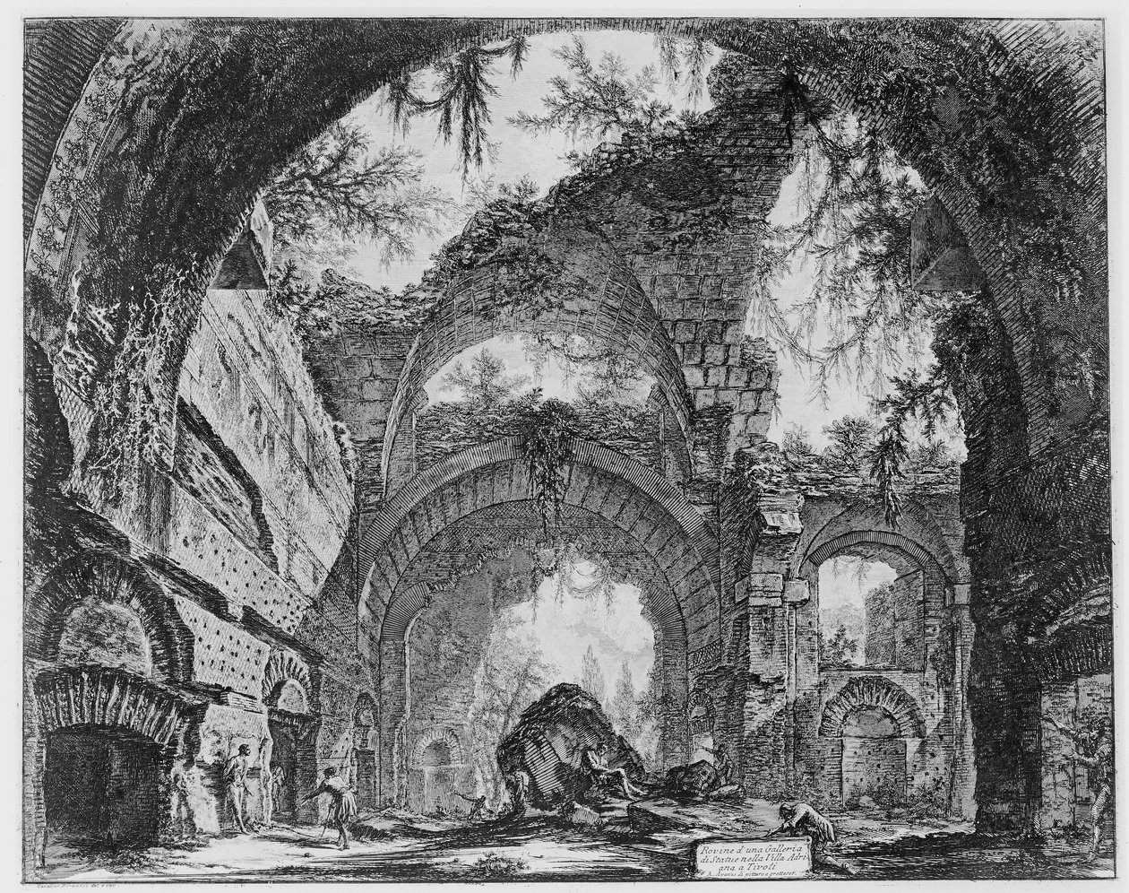 Ruinen der Galerie der Villa Adriana in Tivoli von Giovanni-Battista Piranesi
