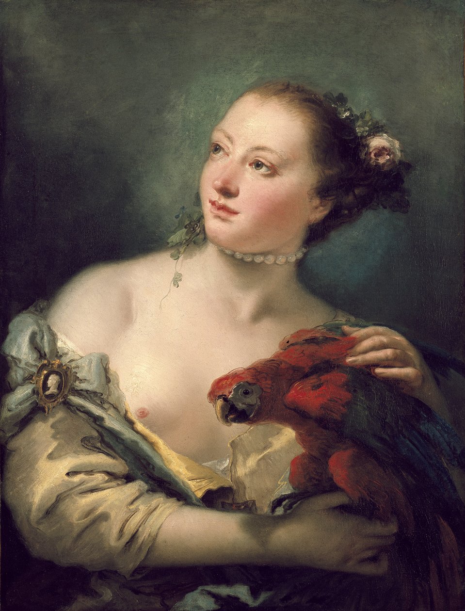 Eine junge Frau mit einem Ara, 18. Jahrhundert von Giovanni Battista Tiepolo