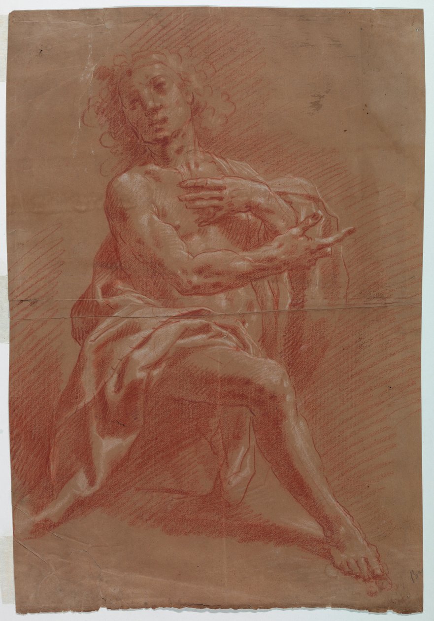 Kniender Mann, für eine Anbetung der Hirten von Giovanni Giacomo Barbelli