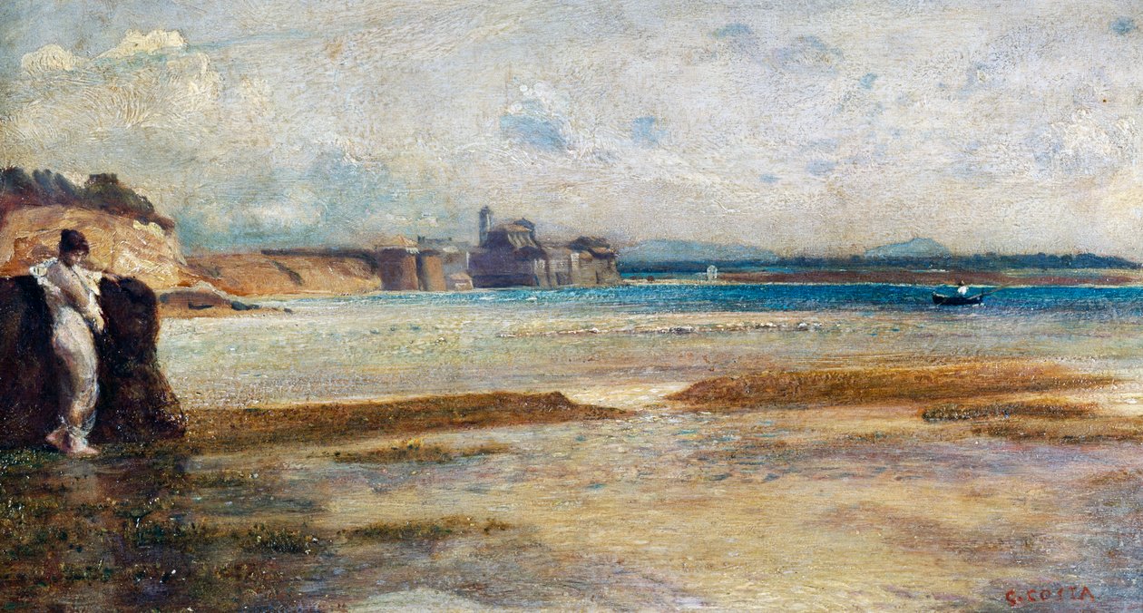 Monduntergang im Tyrrhenischen Meer, Gemälde von Nino Costa, Italien von Giovanni Costa