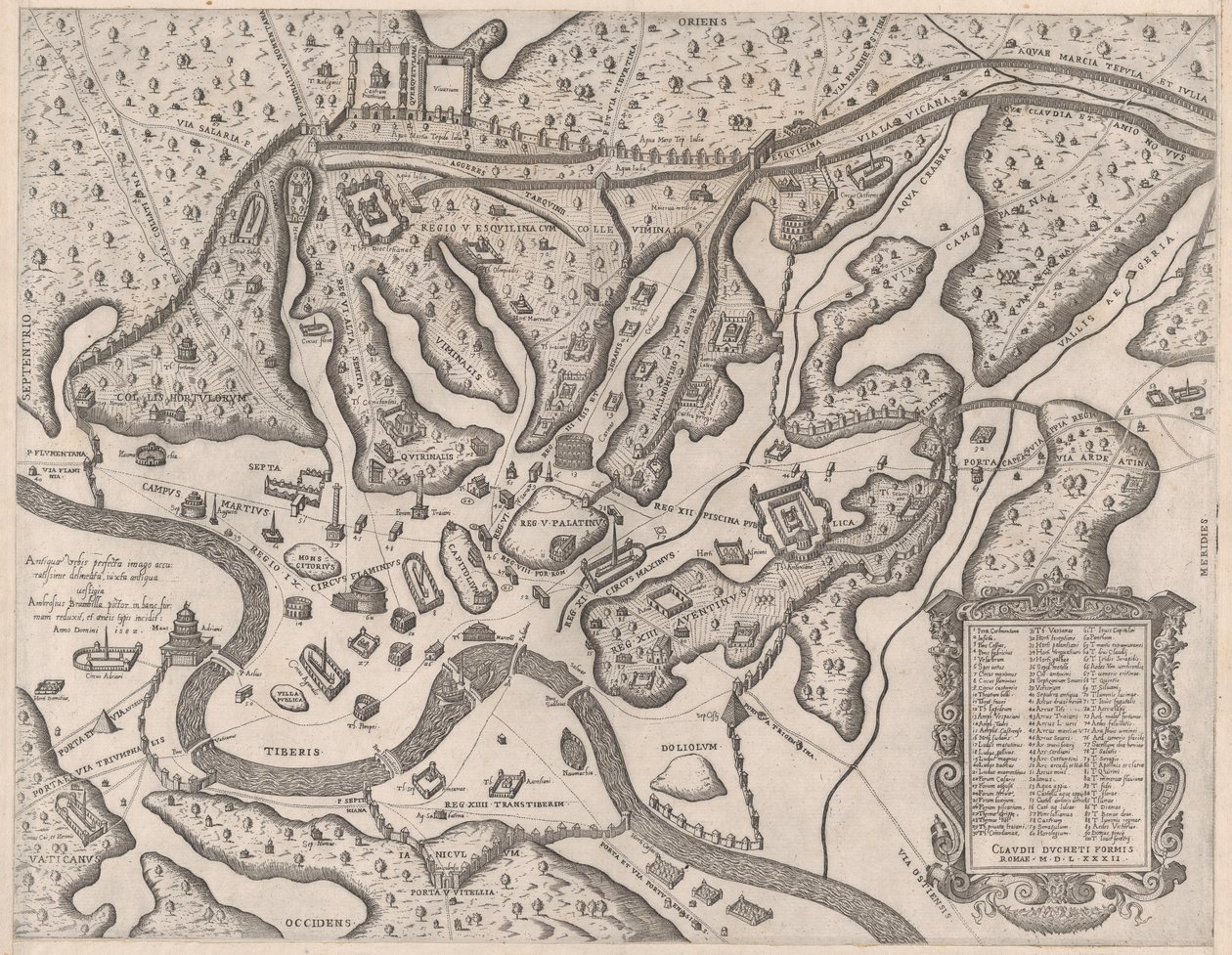 Speculum Romanae Magnificentiae: Das antike Rom und seine Hügel vom Westen, 1582 von Giovanni Ambrogio Brambilla