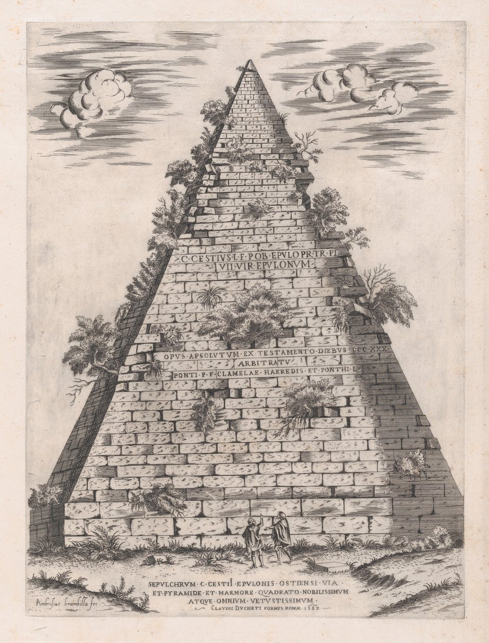 Speculum Romanae Magnificentiae: Pyramide des Caius Cestius, 1582 von Giovanni Ambrogio Brambilla