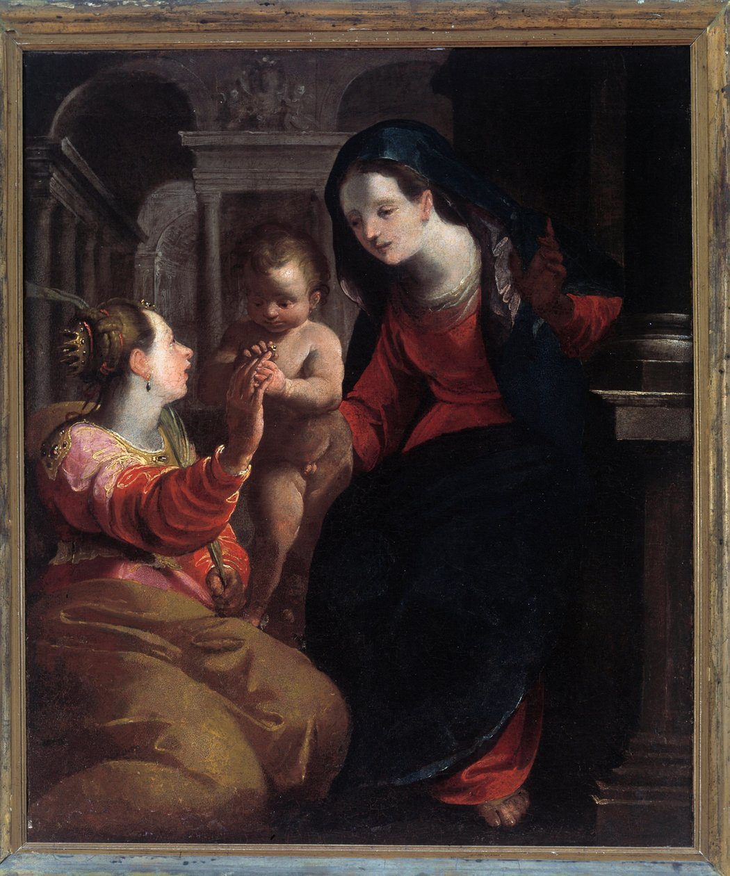 Die mystische Hochzeit der heiligen Katharina von Alexandria (Öl auf Leinwand) von Giovanni Andrea Ansaldo