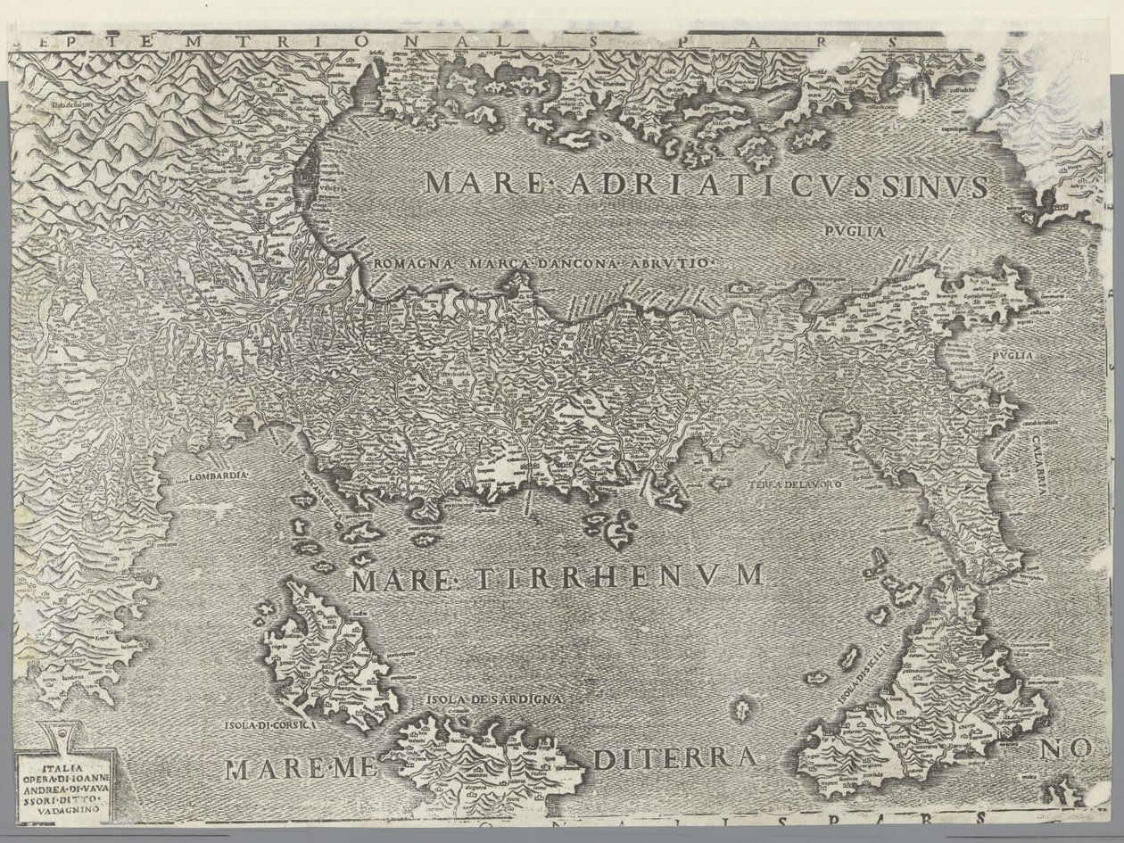 Karte von Italien von Giovanni Andrea Vavassore