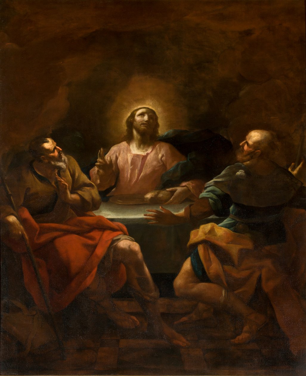 Kapelle des Heiligen Sakraments, Zweites Joch Südseite, Giovanni Antonio Borroni, Abendmahl in Emmaus 1750 von Giovanni Angelo Borroni