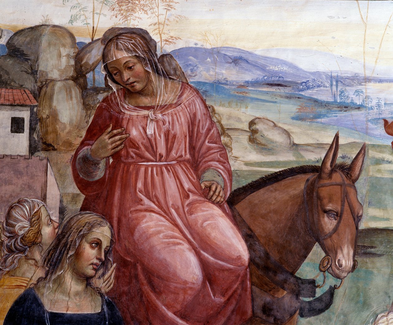 Benedikt verließ das Haus seines Vaters und ging nach Rom zum Studium (Detail) von Giovanni Antonio Bazzi Sodoma