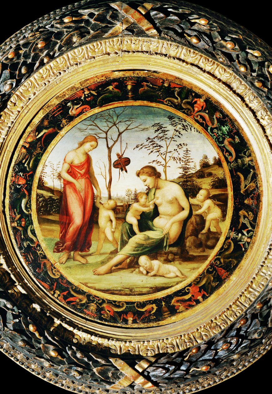 Irdische Venus mit Eros und himmlische Venus mit Anteros und zwei Cupidos von Giovanni Antonio Bazzi Sodoma
