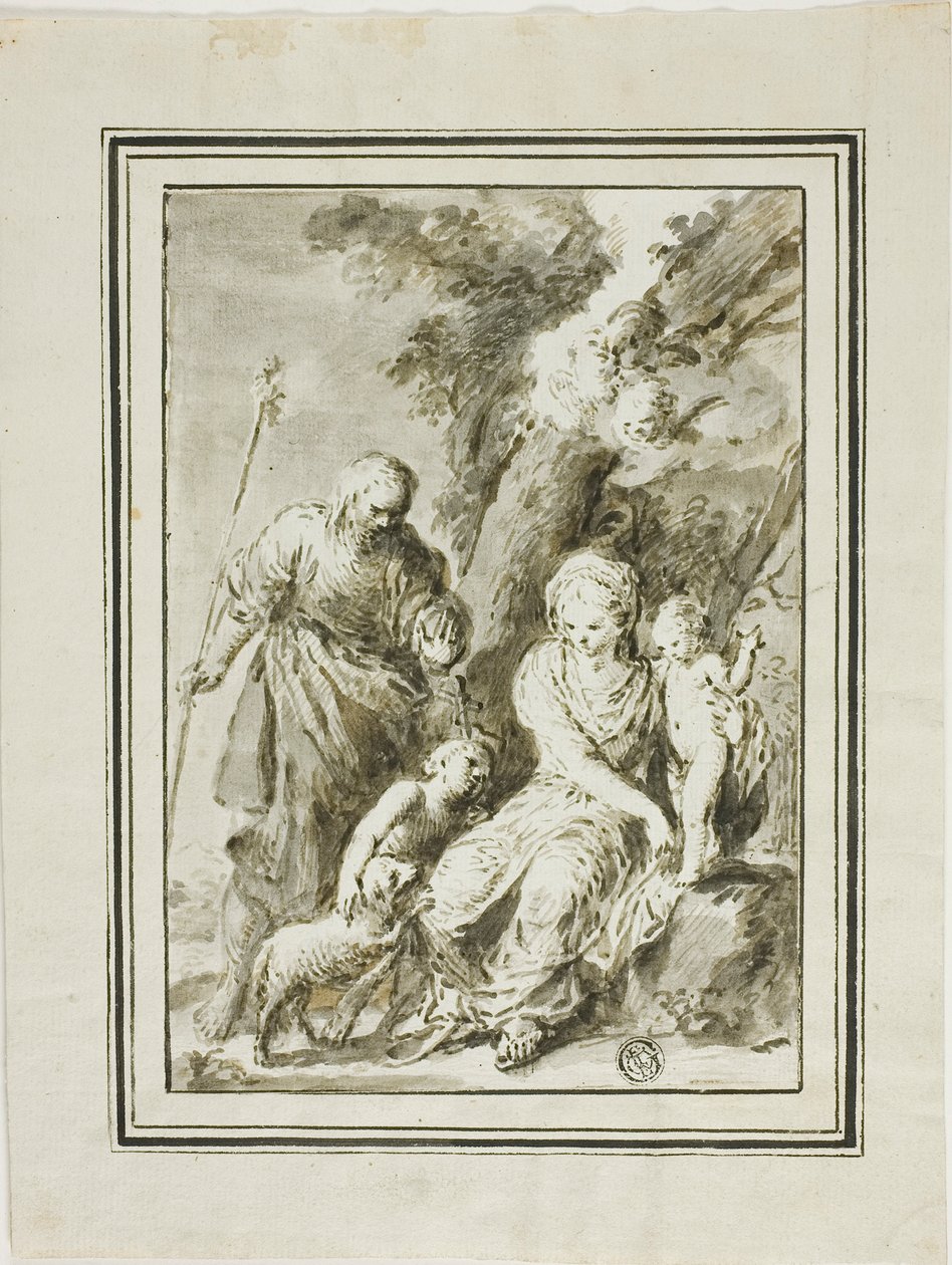 Heilige Familie und Johannes der Täufer von Giovanni Antonio Burrini